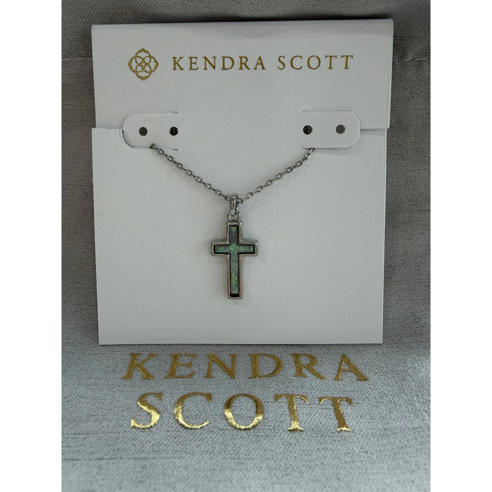 Kendra Scott Green Cross Necklace